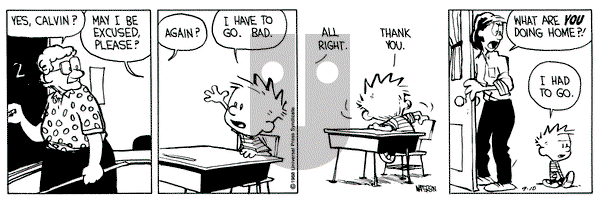 Calvin and Hobbes on Saturday September 10, 1988 Comic Strip