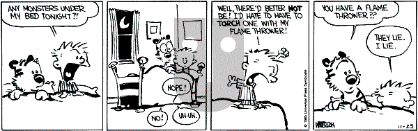 Calvin and Hobbes - Monday November 25, 1985 Comic Strip