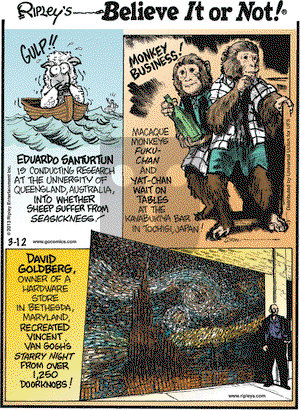 Ripley's Believe It or Not on Tuesday March 12, 2013 Comic Strip