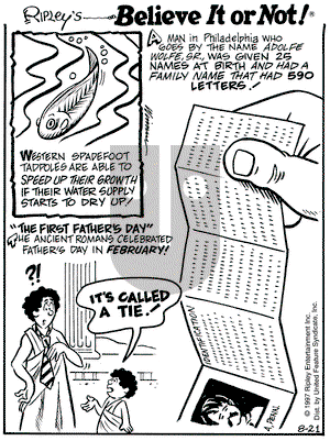Ripley's Believe It or Not on Thursday August 21, 1997 Comic Strip