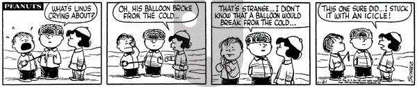 Peanuts on Monday January 21, 1957 Comic Strip