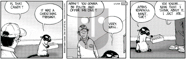 Get Fuzzy on Thursday January 1, 2004 Comic Strip