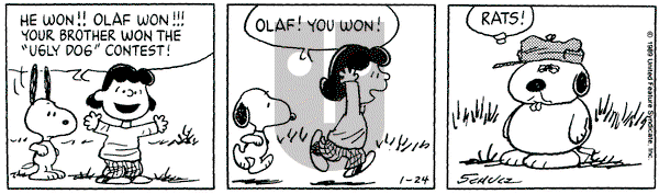 Peanuts on Tuesday January 24, 1989 Comic Strip