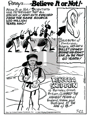 Ripley's Believe It or Not on Tuesday July 22, 2003 Comic Strip