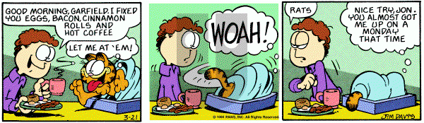 Garfield on Monday March 21, 1988 Comic Strip