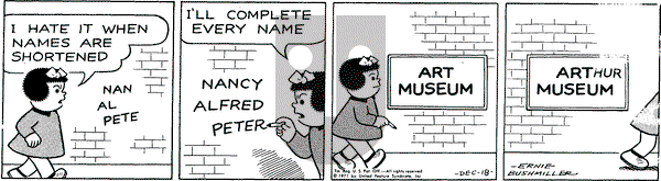 Nancy on Saturday December 18, 1971 Comic Strip