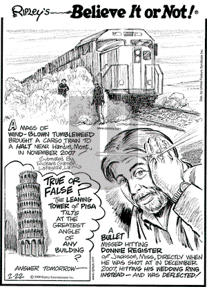 Ripley's Believe It or Not on Friday February 22, 2008 Comic Strip