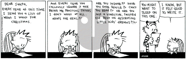 Calvin and Hobbes on Tuesday December 14, 1993 Comic Strip