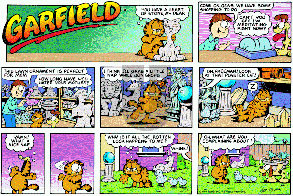 Garfield on Sunday June 29, 1986 Comic Strip