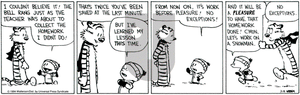Calvin and Hobbes on Saturday March 19, 1994 Comic Strip