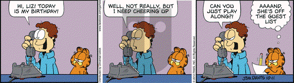 Garfield on Thursday October 11, 2012 Comic Strip