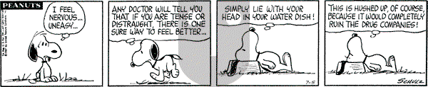 Peanuts - Wednesday July 5, 1967 Comic Strip