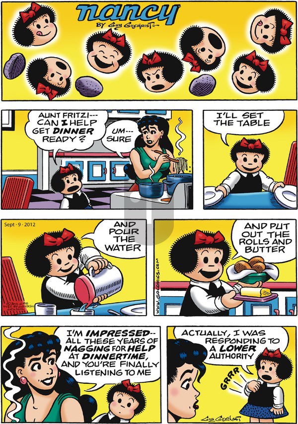 Nancy on Sunday September 9, 2012 Comic Strip