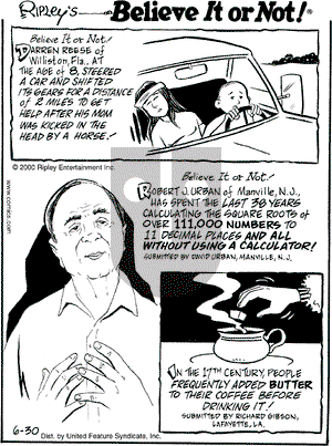 Ripley's Believe It or Not on Friday June 30, 2000 Comic Strip