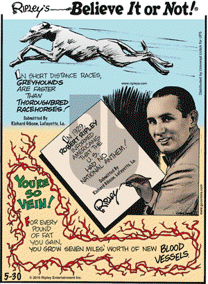 Ripley's Believe It or Not on Saturday May 30, 2015 Comic Strip