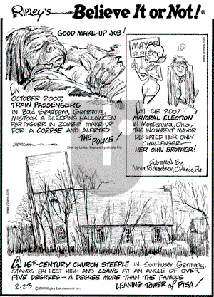 Ripley's Believe It or Not on Saturday February 23, 2008 Comic Strip