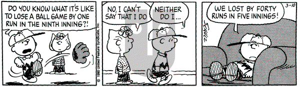 Peanuts on Saturday March 10, 1990 Comic Strip