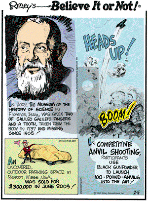 Ripley's Believe It or Not on Friday February 5, 2010 Comic Strip