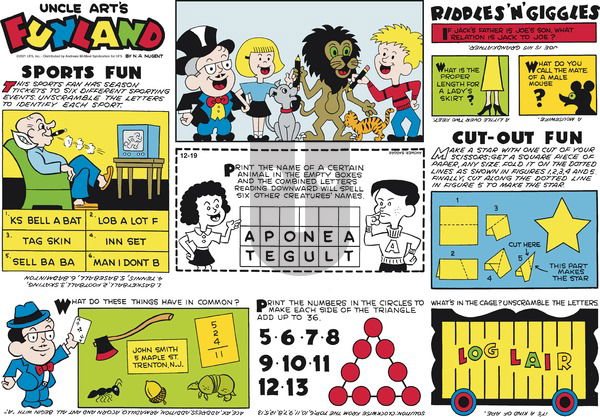 Uncle Art's Funland on Sunday December 19, 2021 Comic Strip