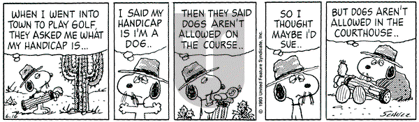 Peanuts on Wednesday June 16, 1993 Comic Strip