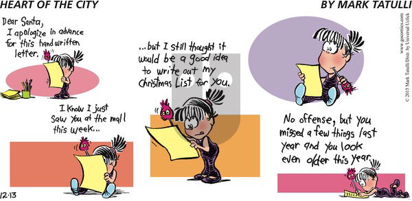 Heart of the City on Sunday December 13, 2015 Comic Strip