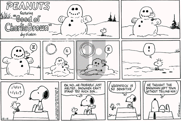Peanuts - Sunday December 12, 1976 Comic Strip