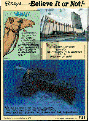 Ripley's Believe It or Not on Tuesday July 31, 2018 Comic Strip