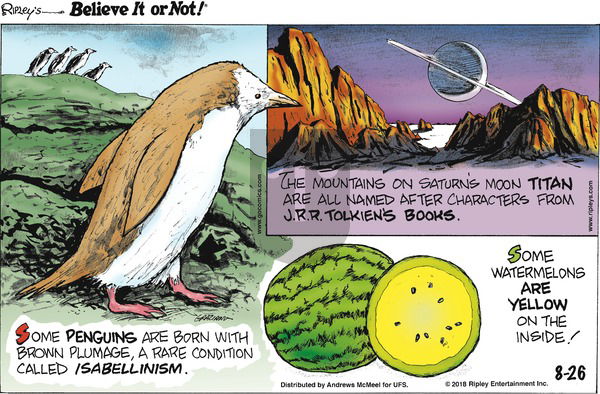 Ripley's Believe It or Not on Sunday August 26, 2018 Comic Strip