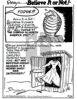 Ripley's Believe It or Not on Thursday July 24, 2003 Comic Strip