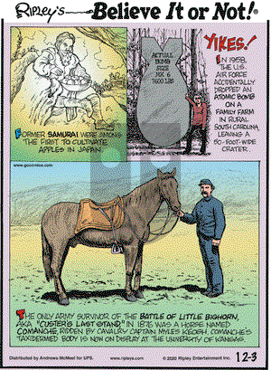 Ripley's Believe It or Not on Thursday December 3, 2020 Comic Strip