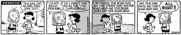 Peanuts on Friday April 1, 1955 Comic Strip