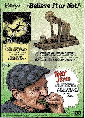 Ripley's Believe It or Not on Friday November 15, 2019 Comic Strip