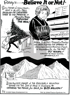 Ripley's Believe It or Not on Saturday July 1, 2000 Comic Strip