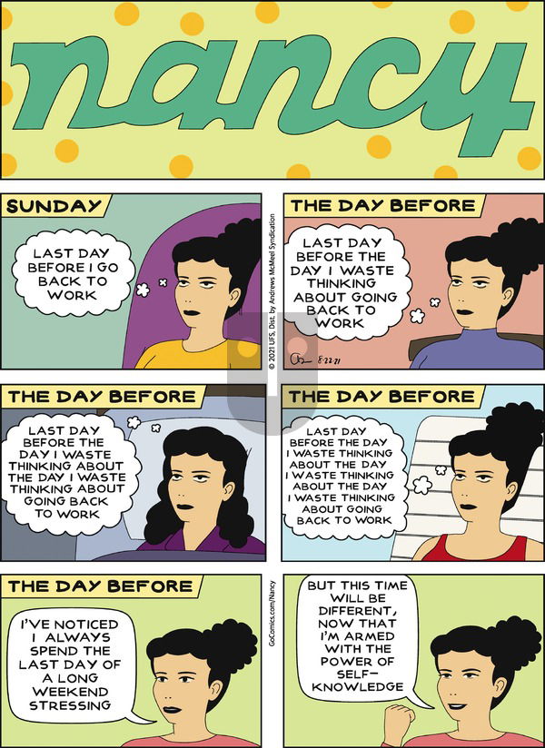 Nancy on Sunday August 22, 2021 Comic Strip