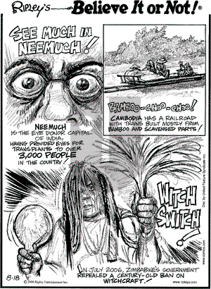 Ripley's Believe It or Not on Friday August 18, 2006 Comic Strip