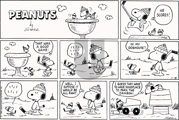 Peanuts - Sunday November 18, 1990 Comic Strip