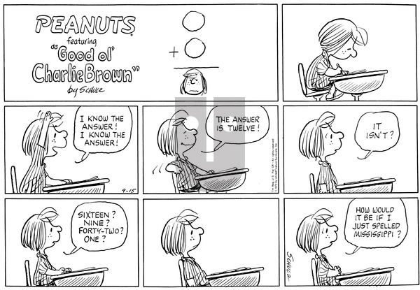 Peanuts on Sunday September 15, 1974 Comic Strip