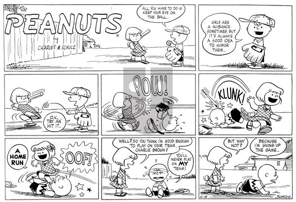 Peanuts on Sunday April 18, 1954 Comic Strip