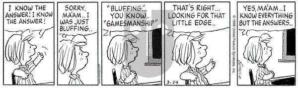 Peanuts on Wednesday March 24, 1999 Comic Strip
