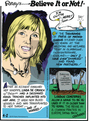 Ripley's Believe It or Not on Friday April 2, 2010 Comic Strip