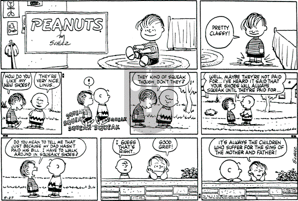 Peanuts - Sunday September 27, 1959 Comic Strip