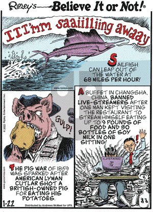 Ripley's Believe It or Not - Saturday January 22, 2022 Comic Strip