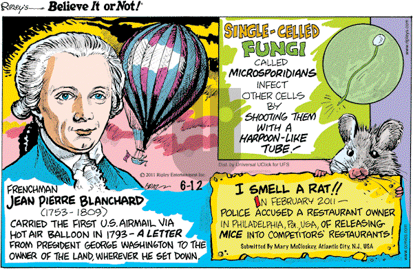 Ripley's Believe It or Not on Sunday June 12, 2011 Comic Strip