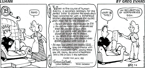 Luann on Sunday July 4, 1993 Comic Strip