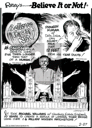 Ripley's Believe It or Not on Saturday October 11, 2008 Comic Strip
