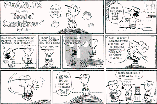 Peanuts - Sunday March 2, 1986 Comic Strip