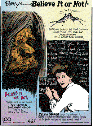 Ripley's Believe It or Not on Saturday April 27, 2019 Comic Strip
