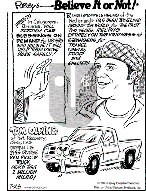 Ripley's Believe It or Not on Monday July 28, 2003 Comic Strip
