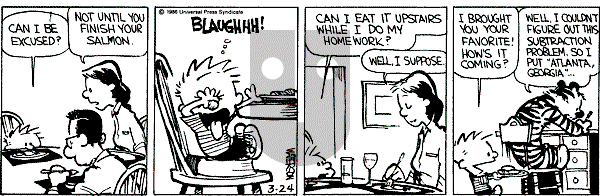 Calvin and Hobbes - Monday March 24, 1986 Comic Strip