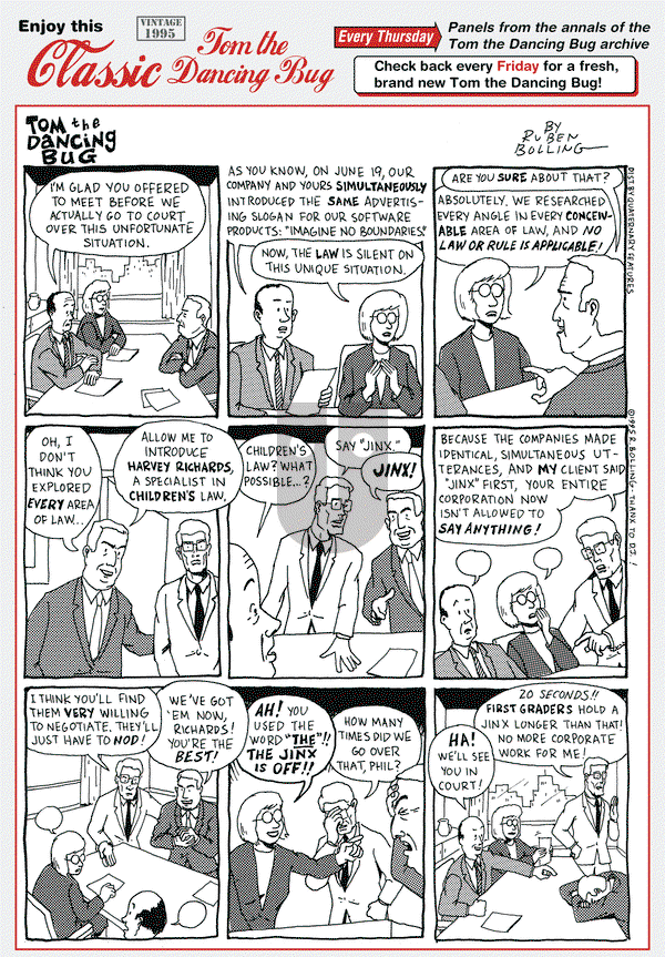 Tom the Dancing Bug on Thursday March 19, 2015 Comic Strip